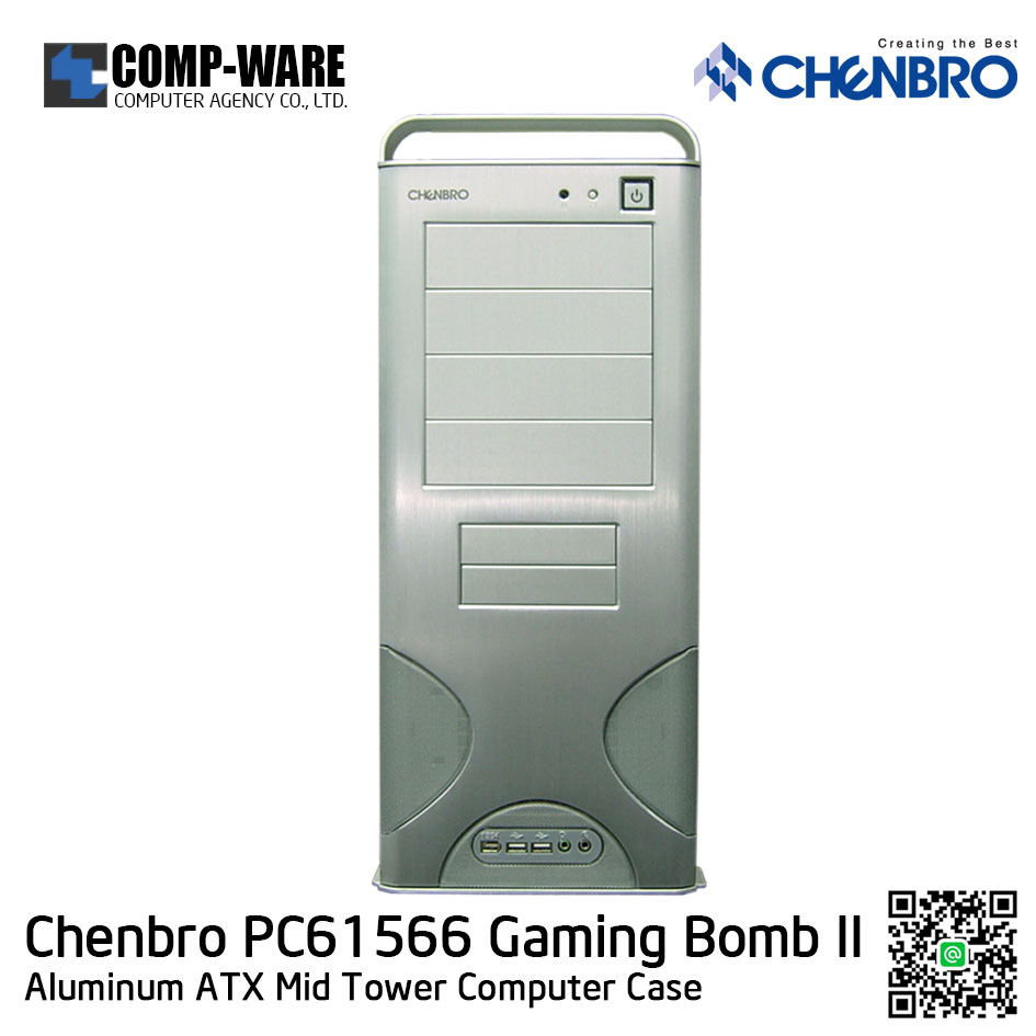CHENBRO PC61566 Silver Aluminum ATX Mid-Tower Computer Case ,No Power supply