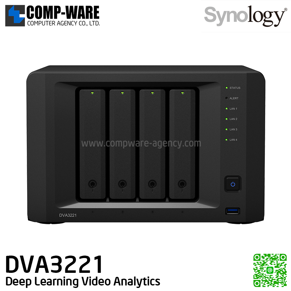 Synology deep learning NVR DVA3221 (8GB DDR4 RAM up to 32GB) Intel Atom C3538 Quad Core , NVIDIA GeForce GTX1650 , No HDD