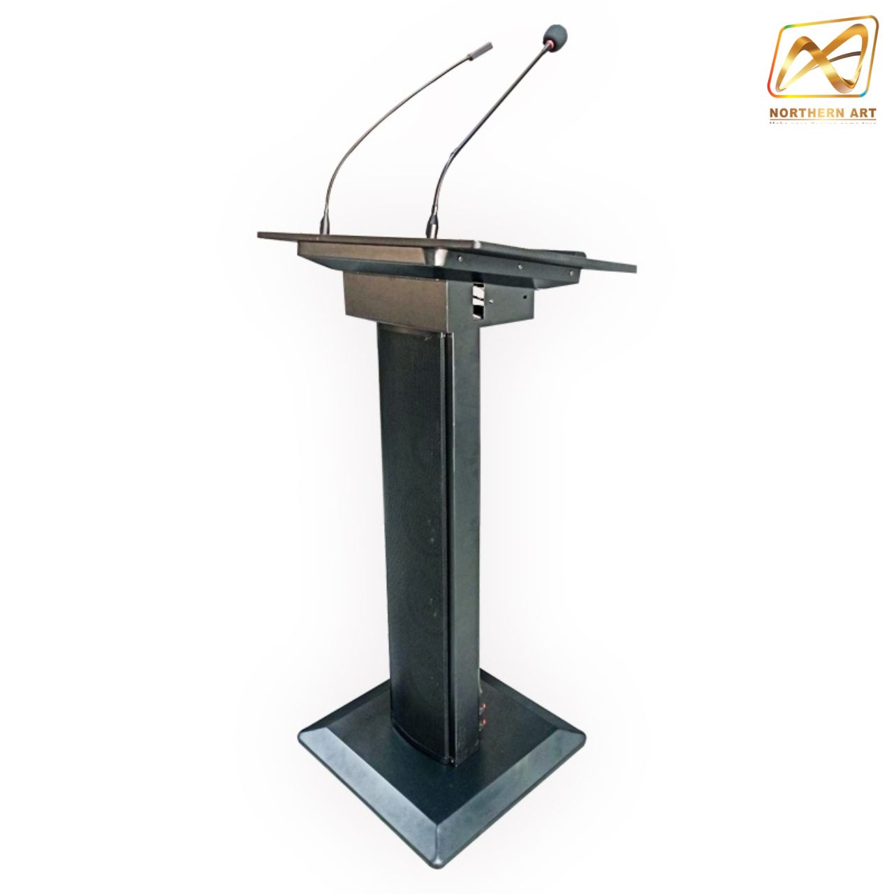 โพเดียมพร้อมไมค์ MI-01 ขนาด (W)58 X (L)38 X (H)110 cm. พร้อมไมค์ก้าน1ชุดพร้อมโคมไฟส่องสว่าง มีลำโพงในตัว