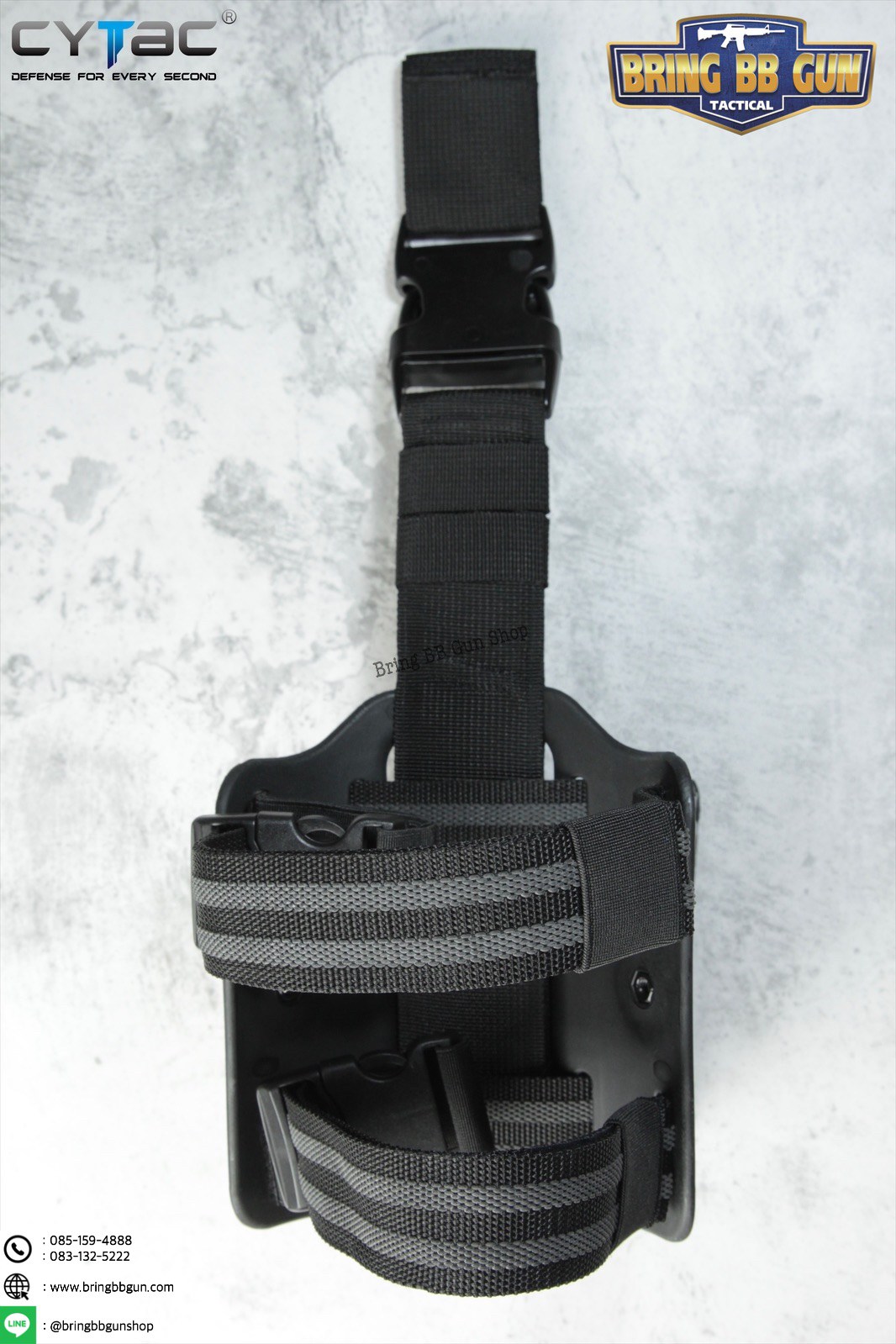 ซองปืนพกนอกปลดนิ้วชี้ Megafit + เพลทรัดต้นขา ยี่ห้อ Cytac (Mega-fit Universal Holster with Drop Leg Platform)