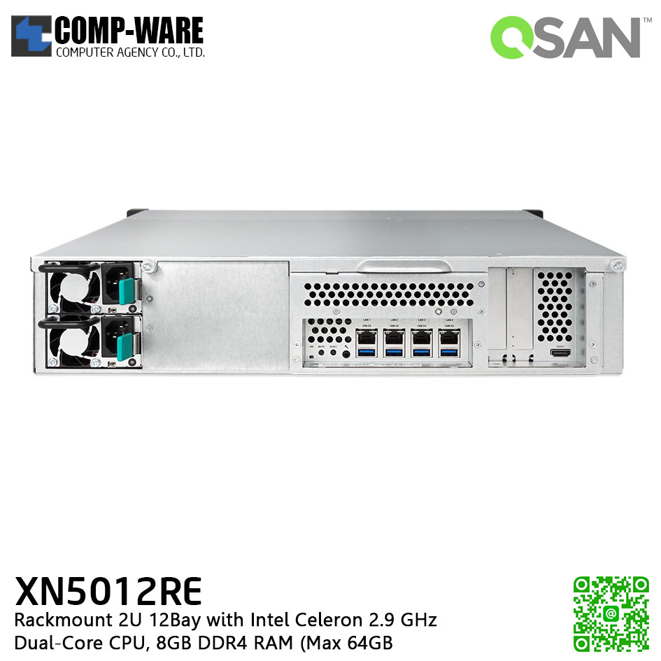 QSAN (12 Bays) XCubeNAS XN5012RE (8GB RAM) Rackmount 2U NAS Storage , No HDD