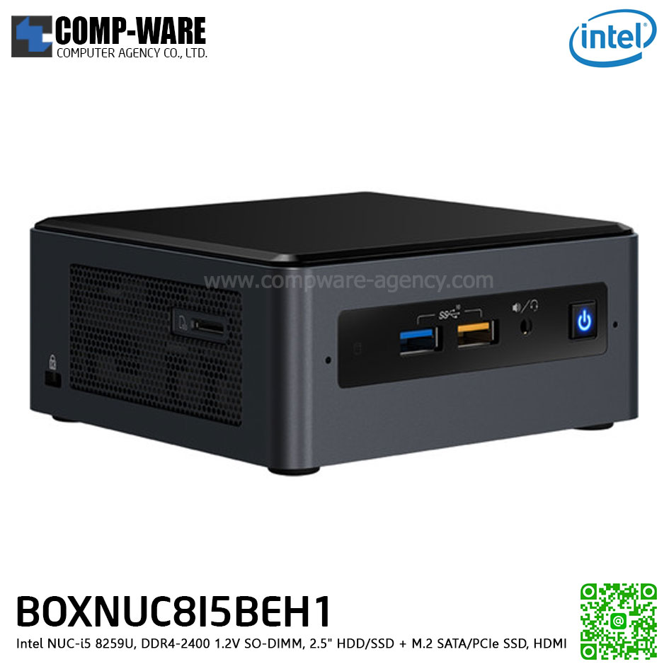 Intel NUC8I5BEH1 Mini PC NUC Tall Kit - Intel NUC-i5 8259U, DDR4-2400 1.2V SO-DIMM, 2.5" HDD/SSD + M.2 SATA/PCIe SSD, HDMI BOXNUC8I5BEH1
