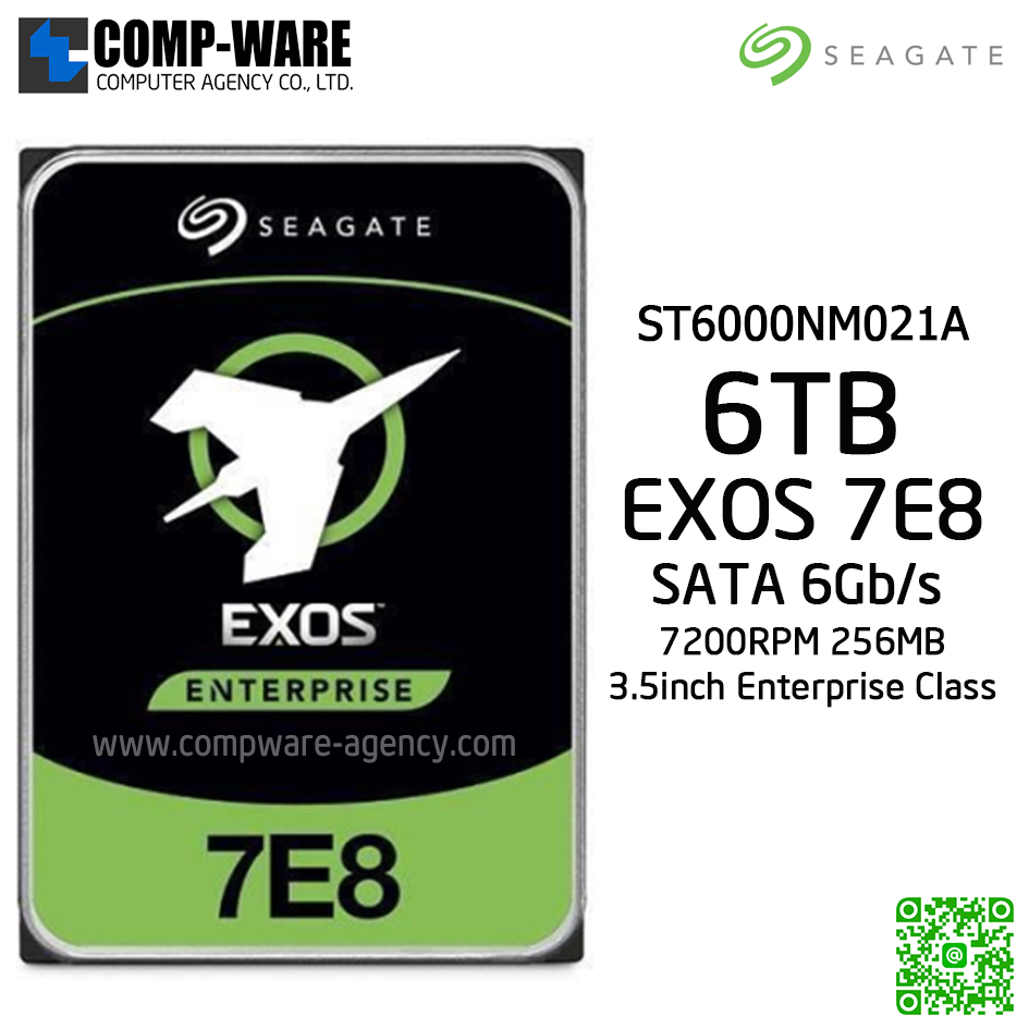 Seagate Exos 7E8 6TB 7200RPM 256MB SATA 6Gb/s 512E/4KN NO ENCRYPTION 3.5-Inch Enterprise Class Internal Drive ST6000NM021A