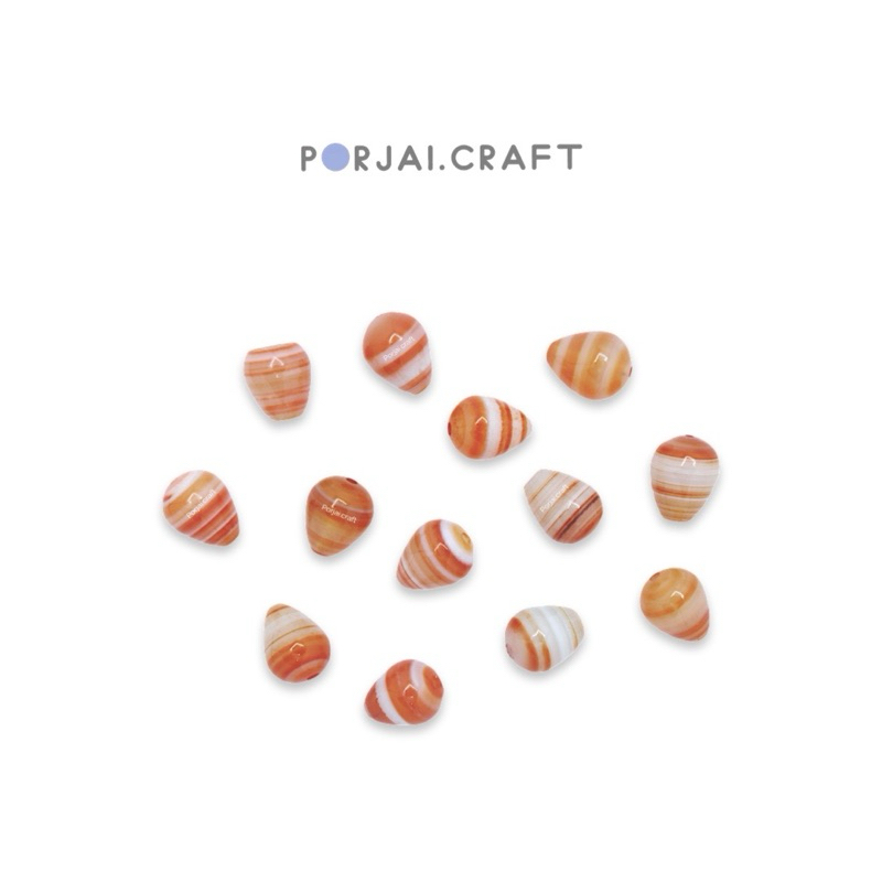 Orange Tibetan Agate Tear Drop Beads Heat-treated ลูกปัดอาเกต 10mm