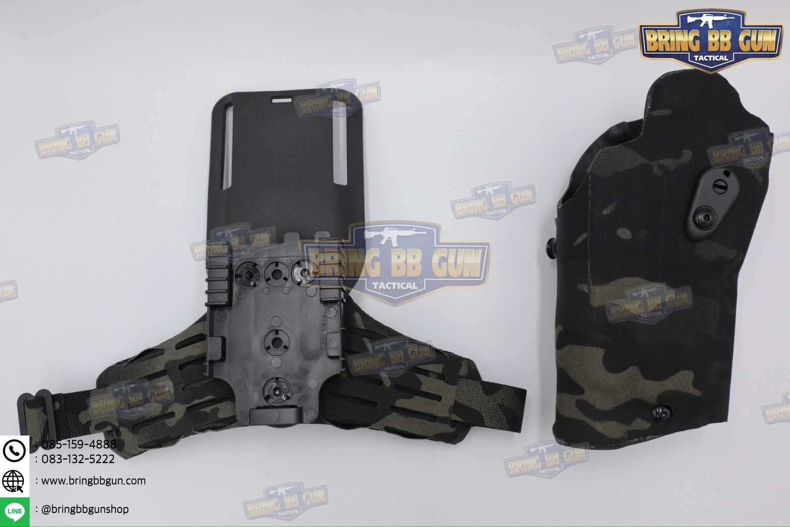 ซองปืน 6354DO Ver. 2 (ซอง6354+สายรัดต้นขาแบบนวม) ซองปืนพกนอกปลดนิ้วโป้ง + ช่องไฟฉาย (ซองปืน 6354DO) (6354 DO) (Glock 17/18/19 + X300) (P320 + X300)