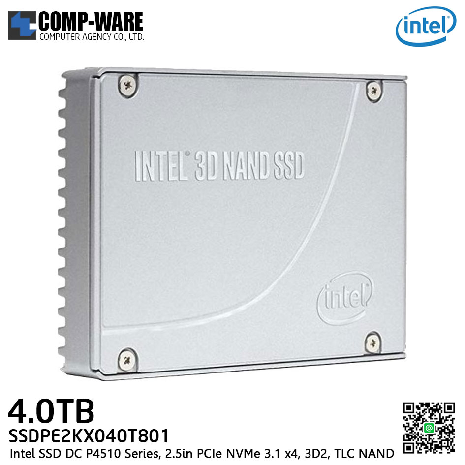 Intel SSD DC P4510 Series (4.0TB, 2.5in PCIe 3.1 x4, 3D2, TLC) Generic Single Pack - SSDPE2KX040T801