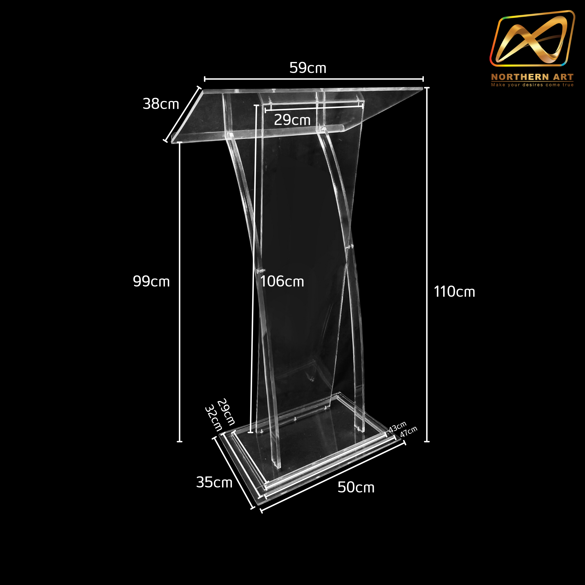 โพเดียม อะคริลิคใส รุ่น AC-29 TOP เอียง ขนาด(W)59 x (L)38 x (H) 110 ซม.(งานนำเข้า)