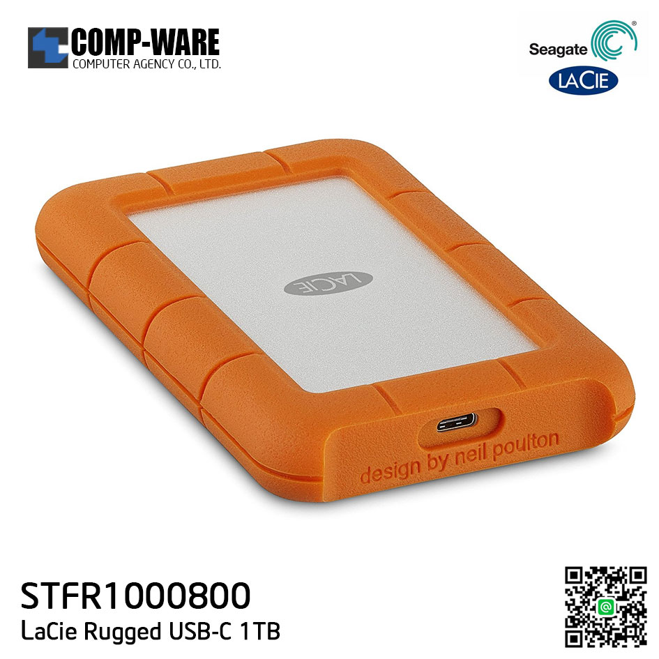 Seagate LaCie Rugged USB-C and USB 3.0 1TB Portable Hard Drive STFR1000800