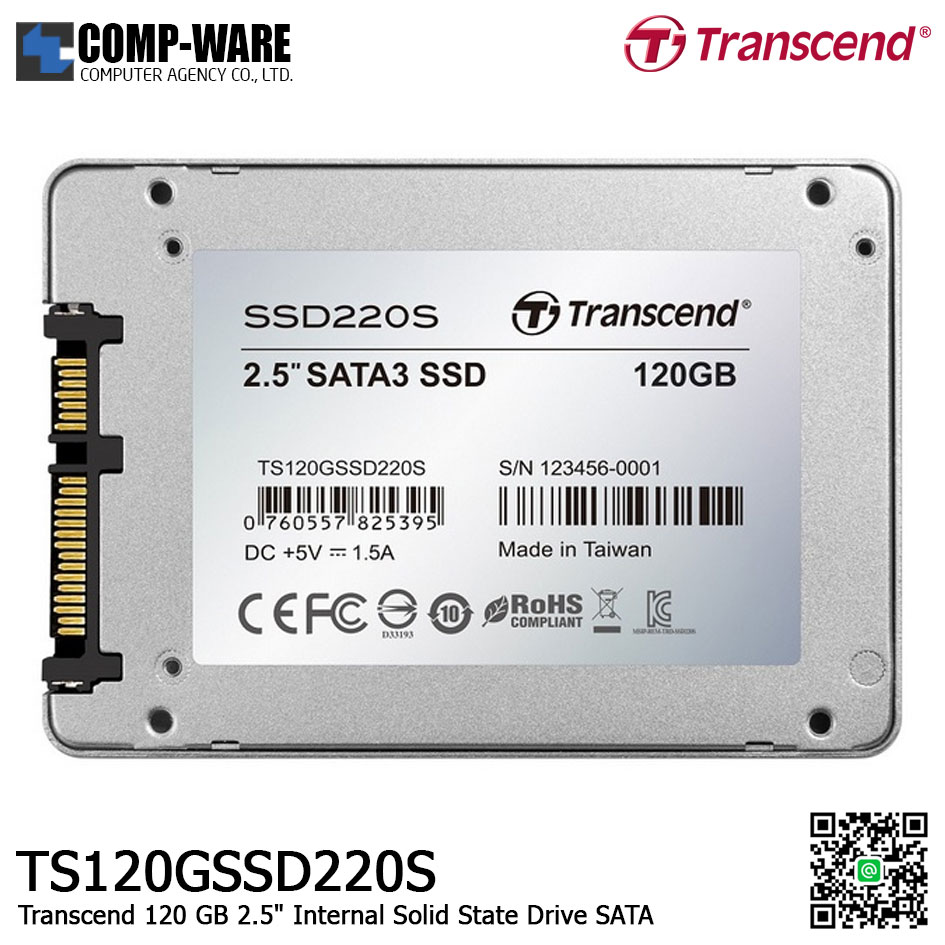 Transcend SSD220S 120GB 2.5" SATA3, TLC, Aluminum Case - TS120GSSD220S - 3Y Warranty