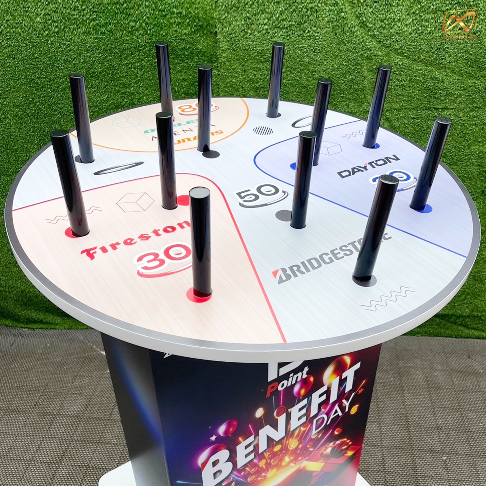 เกมส์โยนห่วง ฐานเหลี่ยม ขนาดแป้นกลม 80 ซม. สูง 110 ซม. พร้อมห่วงขนาด 5 อัน ไม่มีล้อ