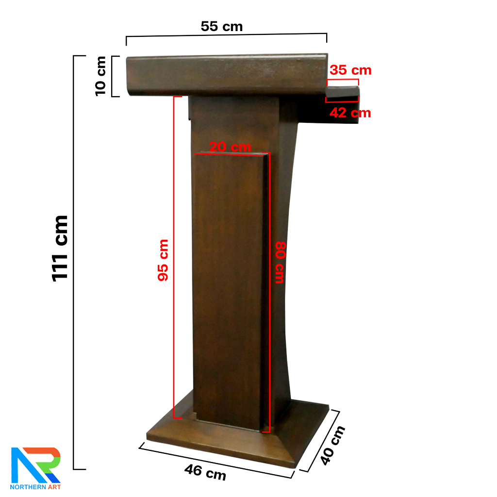 โพเดียมไม้ สีโอ๊ค ทรงโมเดิร์น TOPตรง ขนาด (W)55.5 x (L)42 cm. สูง 111 cm.