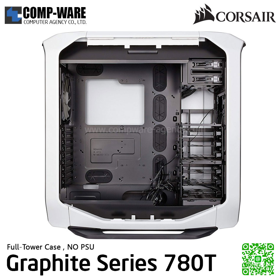 CORSAIR Graphite Series 780T White Full-Tower Chassis , No Power - CC-9011059-WW