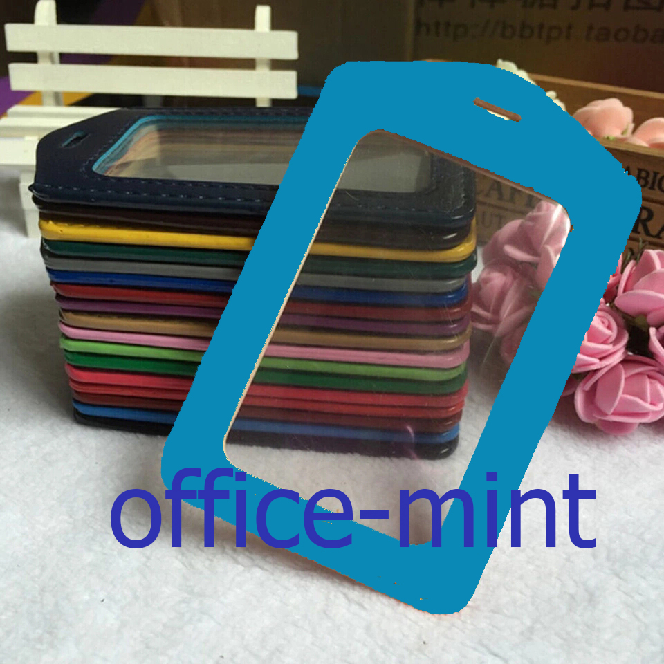 ป้ายชื่อพนักงานและบัตรพนักงานคล้องคอ หนัง S36 สีฟ้า