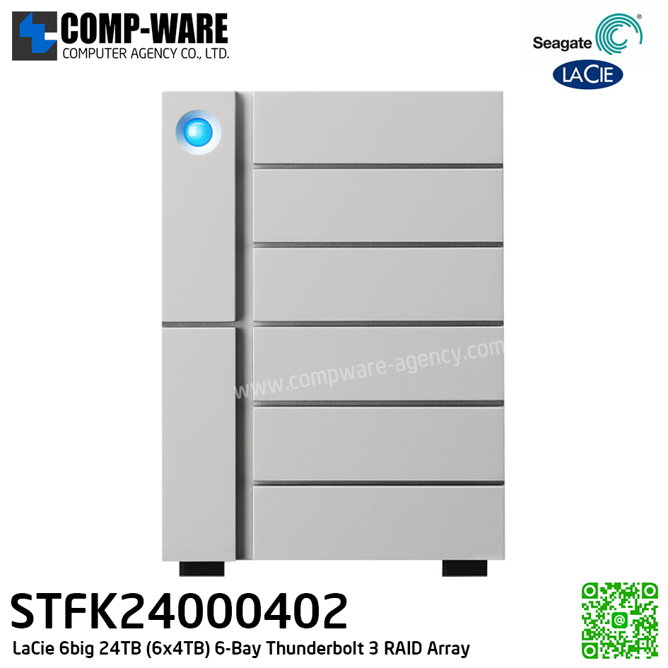 Seagate LaCie 6big 24TB 6-Bay Thunderbolt 3 RAID Array (6 x 4TB) STFK24000402 (New) รับประกัน 3 ปี // ขั้นต่ำในการสั่ง MOQ = 1