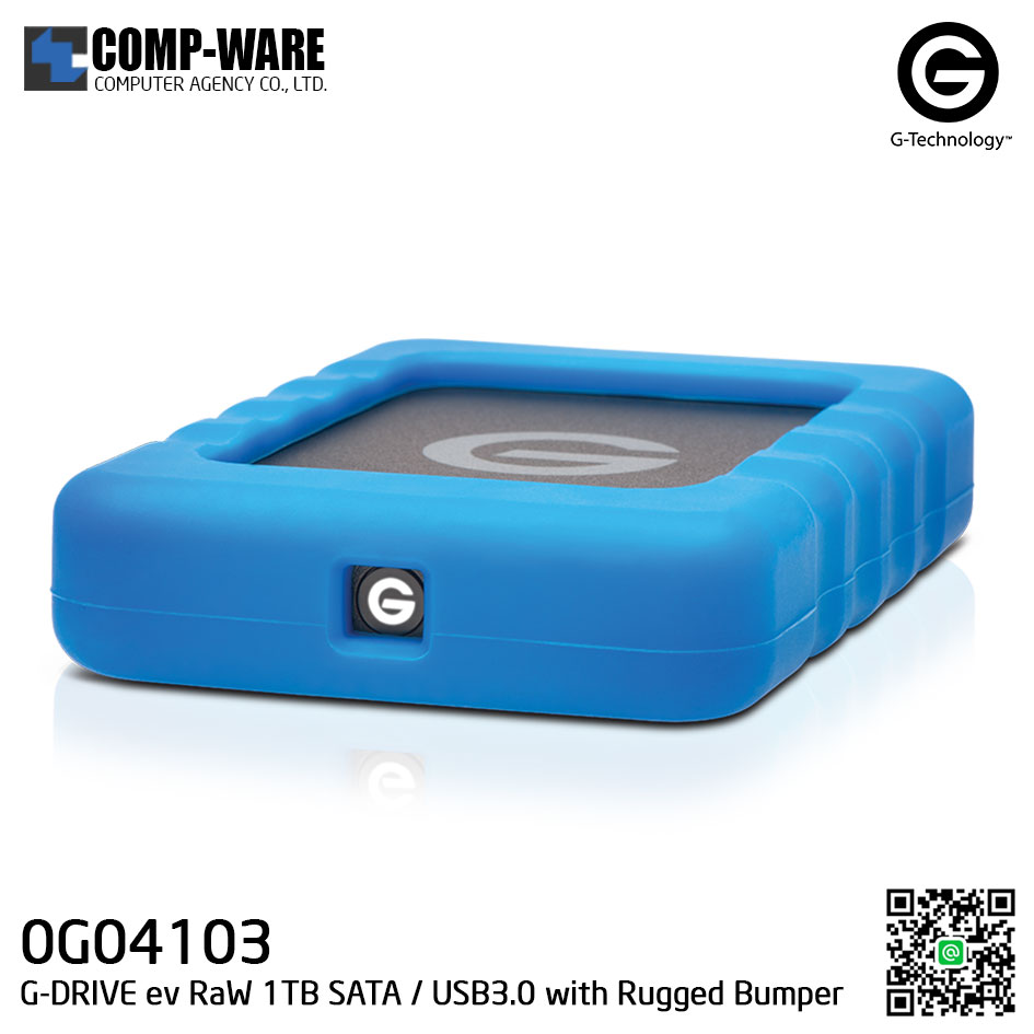 G-Technology G-DRIVE ev RaW 1TB 5400RPM SATA / USB3.0 Portable Hard Drive with Rugged Bumper - 0G04103