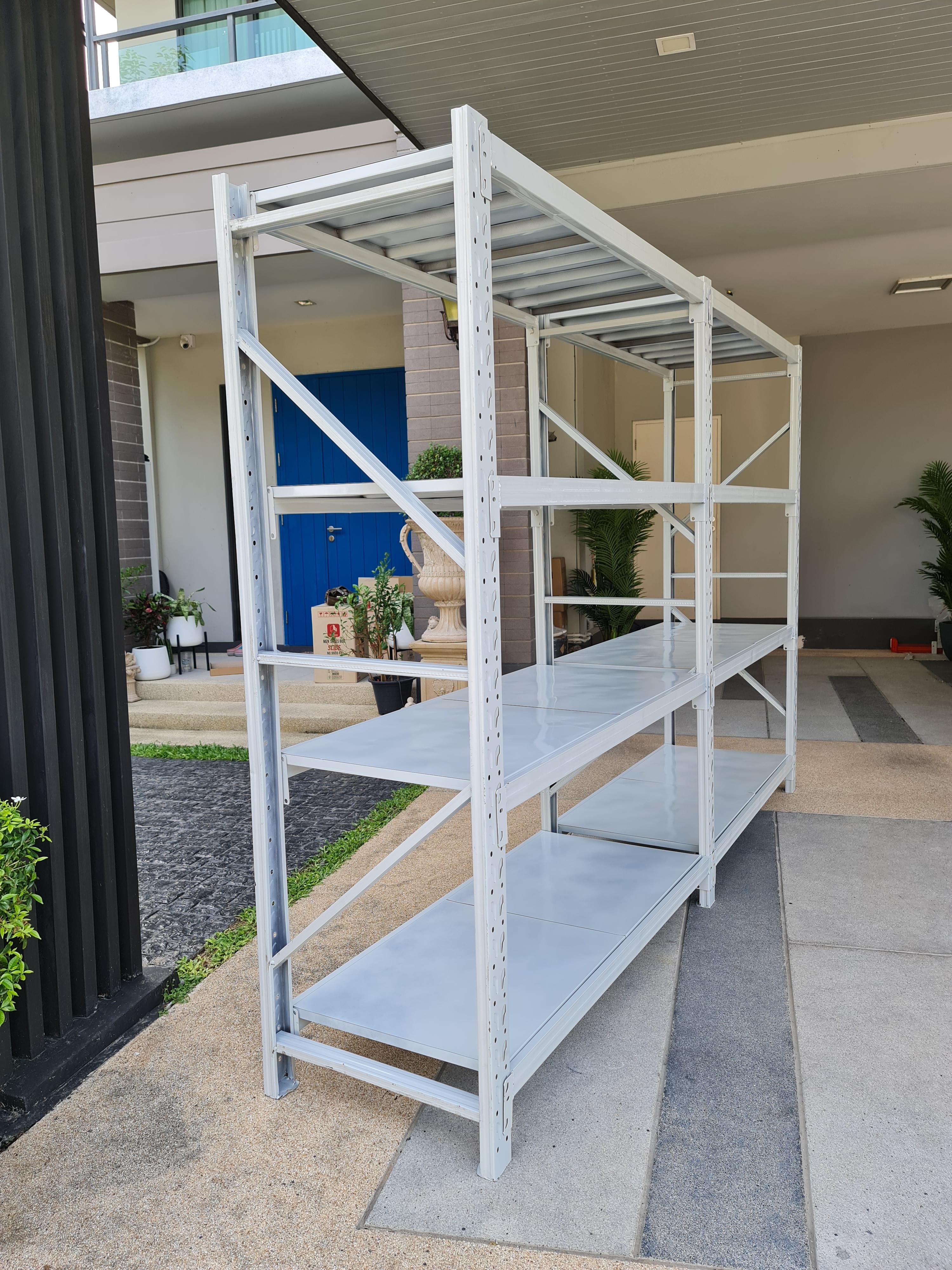 ชั้นวางสินค้า MicroRack DoubleRack (ชั้น2ล็อก) สีขาว (อมเทา) 300x60x200cm.