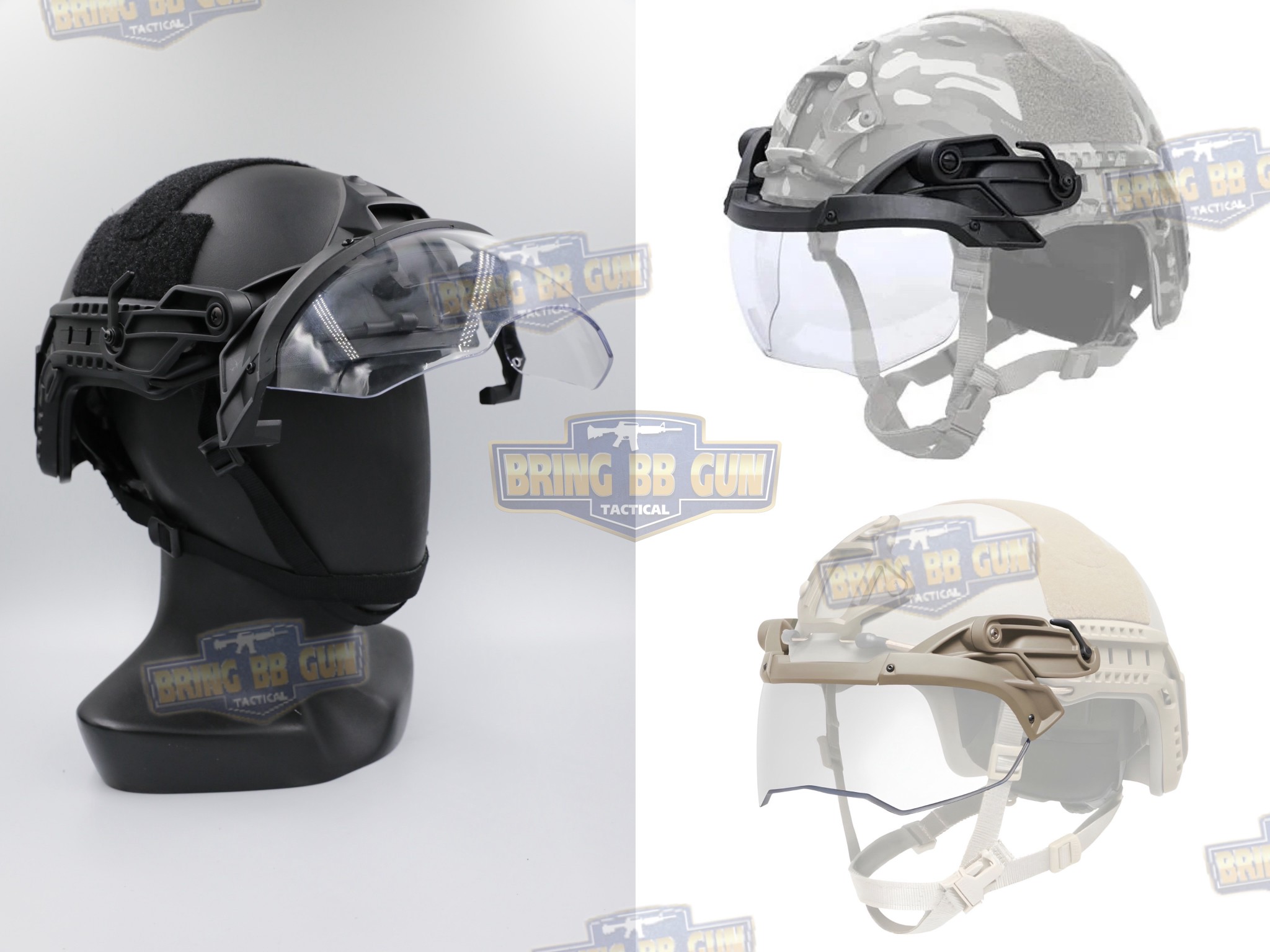 ชิวหน้าหมวก Fast (กระบังลม)สำหรับหมวกกันน็อคยุทธวิธีแบบปรับได้ (Visor - FAST) (FAST Helmet Visor) (Flip Goggles for Tactical Helmet)