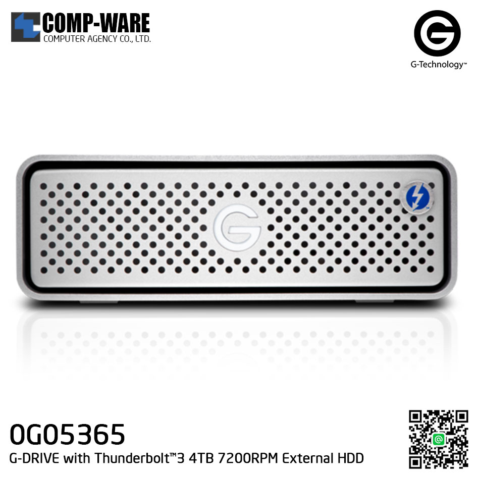 G-Technology G-DRIVE with Thunderbolt™3 4TB 7200RPM External Hard Drive Silver - 0G05365
