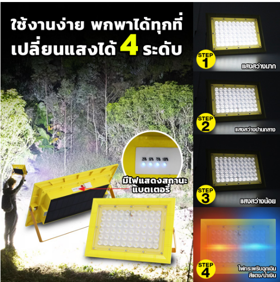 ไฟฉุกเฉิน โซล่าเซลล์ IWC-TUNGSTEN-USB-SOLAR-EMER-6V-120W
