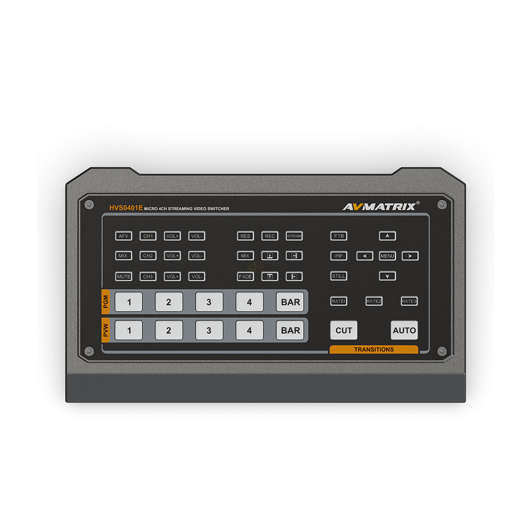 AVMATRIX HVS0401E วิดีโอสวิตเชอร์ 4 อินพุต สตรีมมิ่งและเร็คคอร์เดอร์