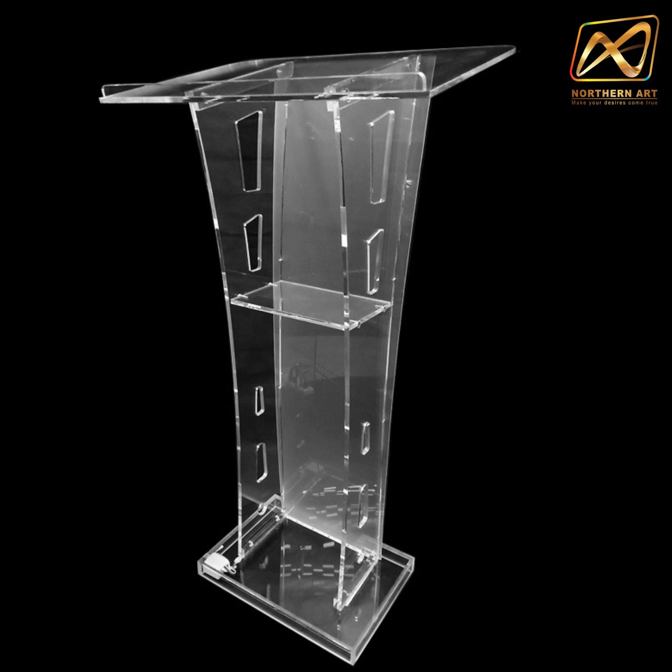 โพเดียม อะคริลิค เรืองแสงLED เปลี่ยนสีได้ พร้อมรีโมท ขนาด 60x40x114 cm.