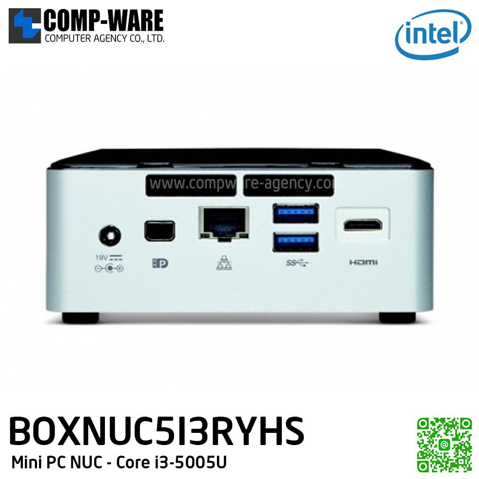 Intel NUC5I3RYHS Mini PC NUC Kit - Intel Core™ i3-5005U Processor (3M Cache, 2.00 GHz), DDR3L-1333/1600 1.35V SO-DIMM, Mini-DP 1.2; Mini-HDMI 1.4a [ BOXNUC5I3RYHS ]
