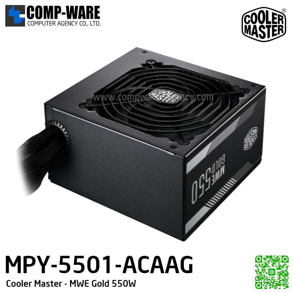 Cooler Master PSU MWE Gold 550W, Fix Cable, 80 Plus Gold, รับประกัน 5ปี MPY-5501-ACAAG