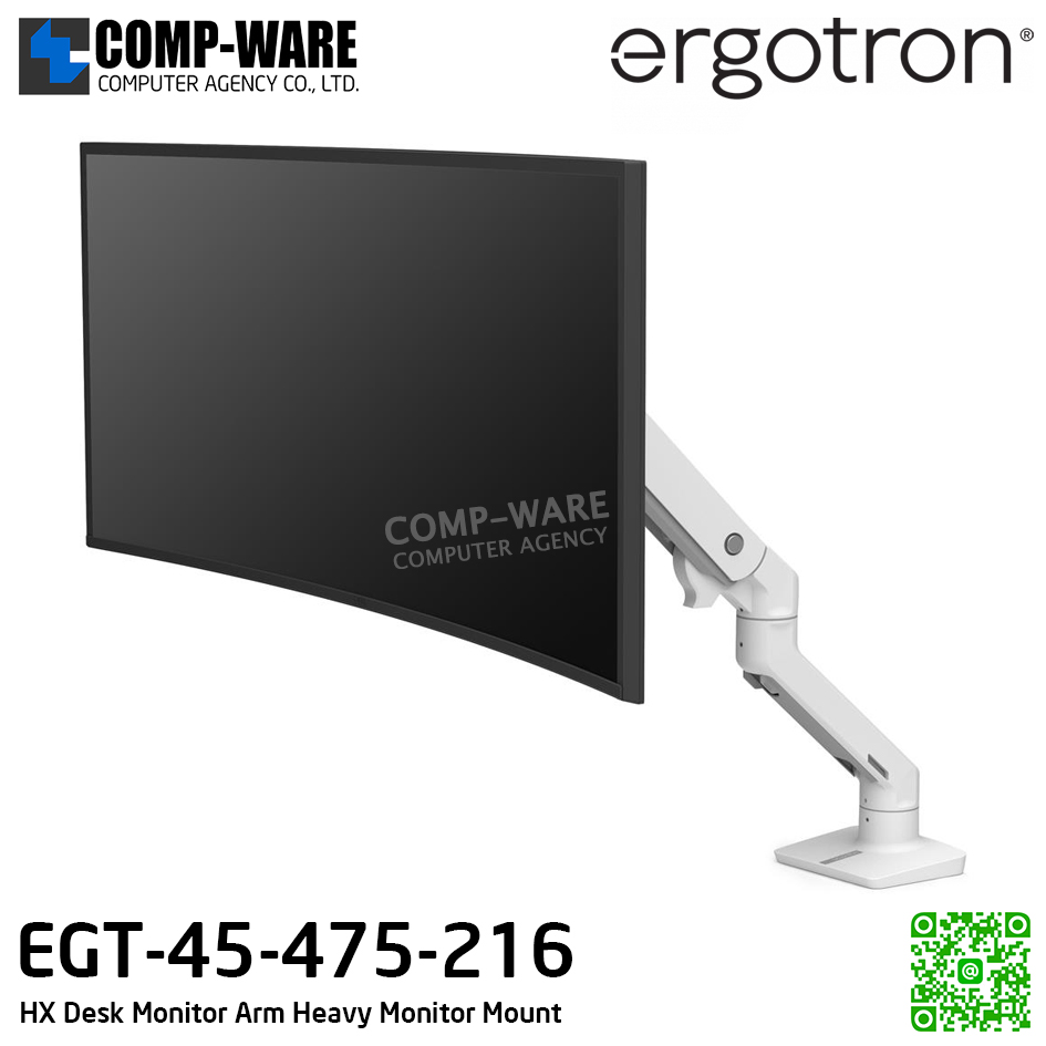 Ergotron HX Desk Monitor Arm (white) Heavy Monitor Mount EGT-45-475-216 (10Y Warranty)