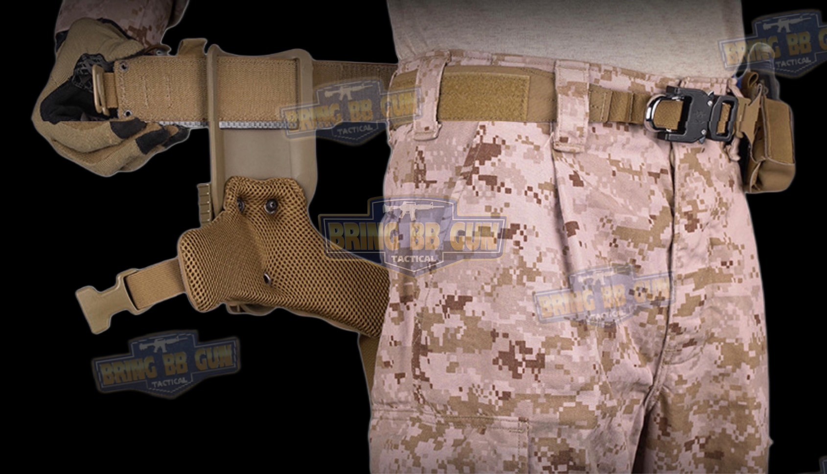 ซองปืน 6354DO Ver. 2 (ซอง6354+สายรัดต้นขาแบบนวม) ซองปืนพกนอกปลดนิ้วโป้ง + ช่องไฟฉาย (ซองปืน 6354DO) (6354 DO) (Glock 17/18/19 + X300) (P320 + X300)