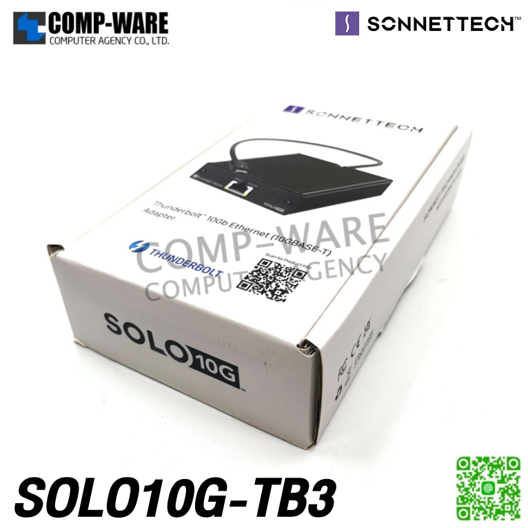 Sonnet Solo10G [SOLO10G-TB3] 10GBASE-T Thunderbolt to 10 Gigabit Ethernet Adapter with NBASE-T Support รับประกัน 1 ปี