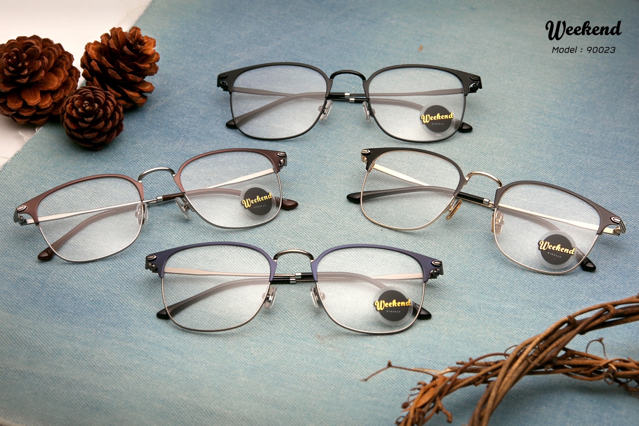 กรอบแว่นสายตา Weekend 90023 C71 Shiny Black