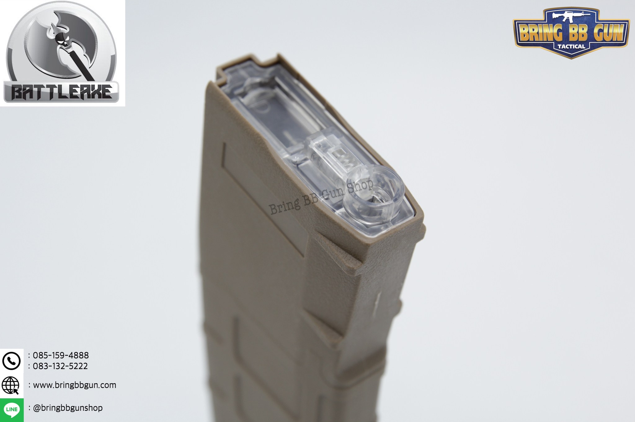 แม็กกาซีน M4 ยี่ห้อ Battle Axe แบบปั่น มี4ทรงให้เลือก ทรง P-mag(P-mag Hi-cap magazine) ทรง EPM(EPM Hi-cap magazine) ทรง 002(002 Hi-cap magazine) ทรง IMI Lancer(IMI Lancer Hi-cap magazine)