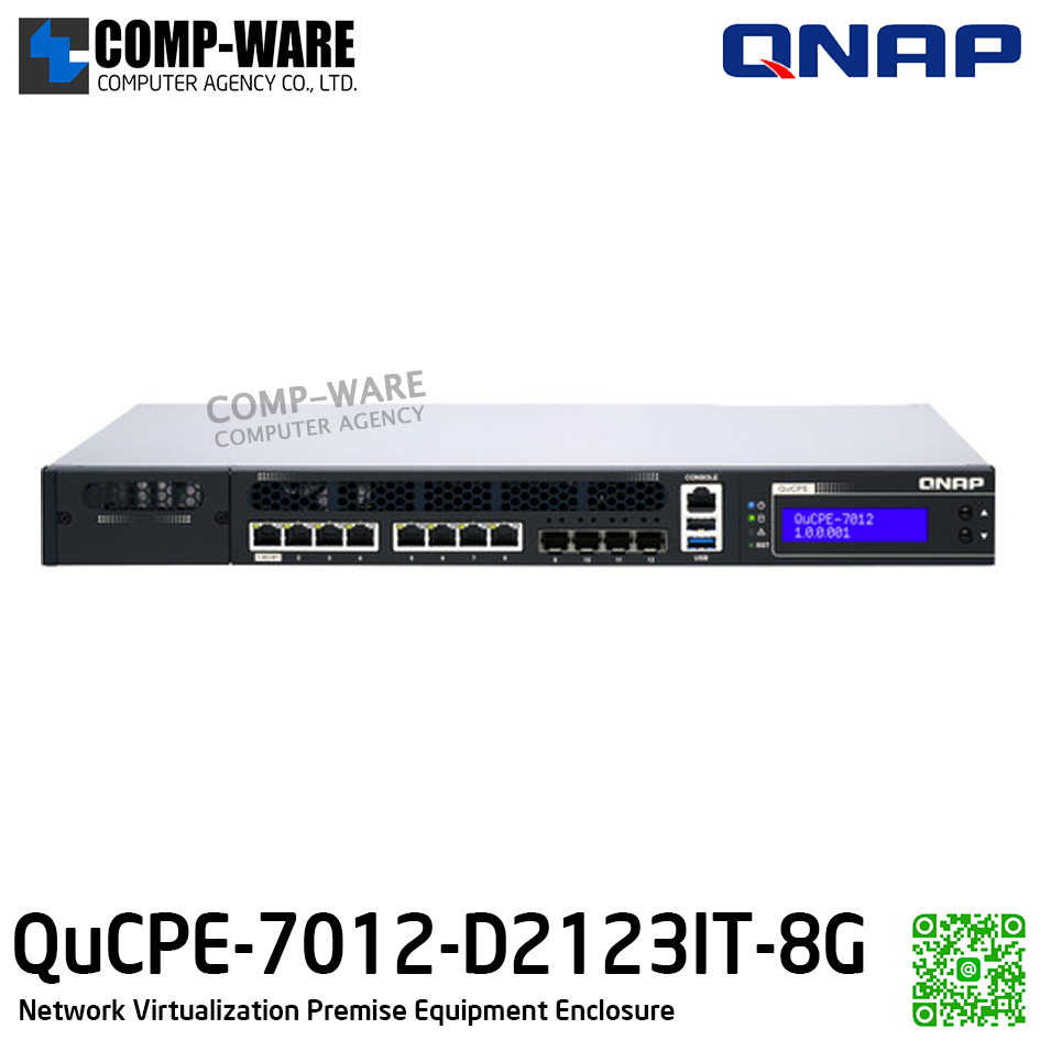 QNAP QuCPE-7012-D2123IT-8G 2-Bay NVPE Enclosure / 2Year Warranty - Network Virtualization Premise Equipment
