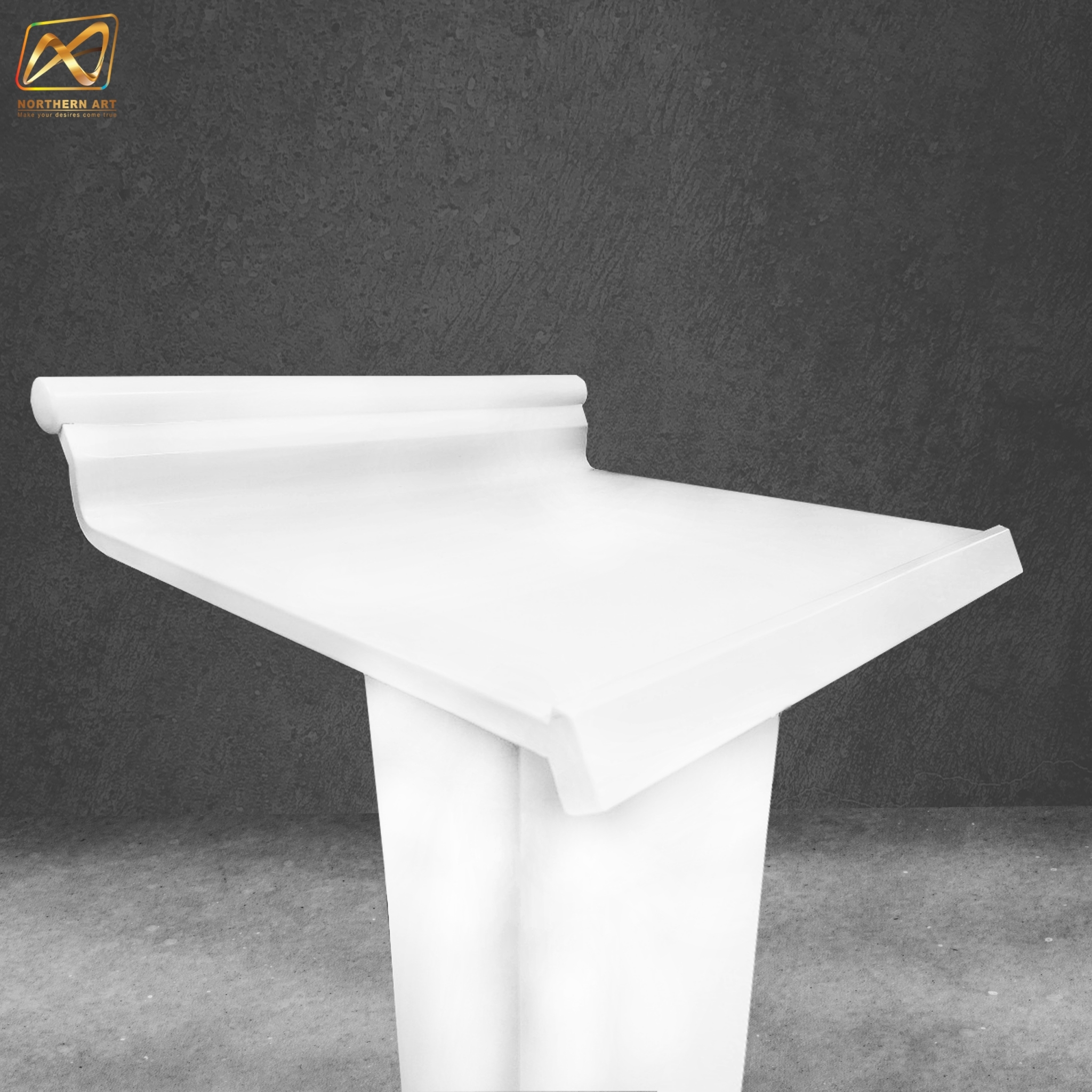 เช่าโพเดียมเหล็ก สีขาว ทรงโมเดิร์น TOPตรง ขนาด (W)58 x (L)51 cm. สูง 113 cm.