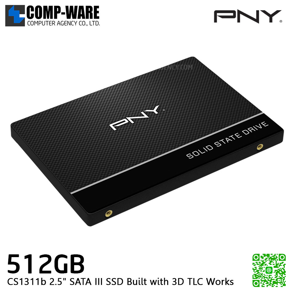 PNY 512GB CS1311b 2.5" SATA III SSD SSD7CS1311B-512-RB Built with 3D TLC Works with Desktops or Laptops 20X faster