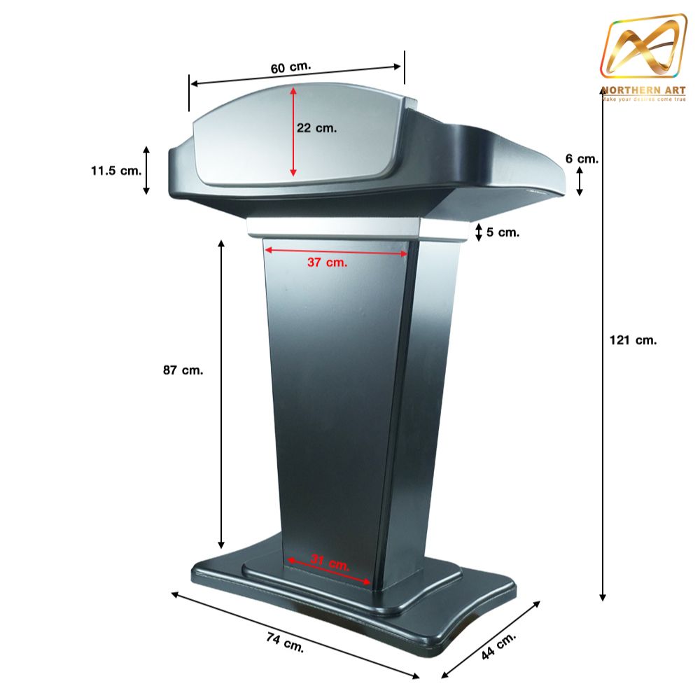 โพเดียมไม้สีเทามุก รุ่น PD-07 ขนาดTOP 90 x 46 ซม.สูง 120 ซม. พร้อมชั้นวางของ(สินค้าตัวโชว์)