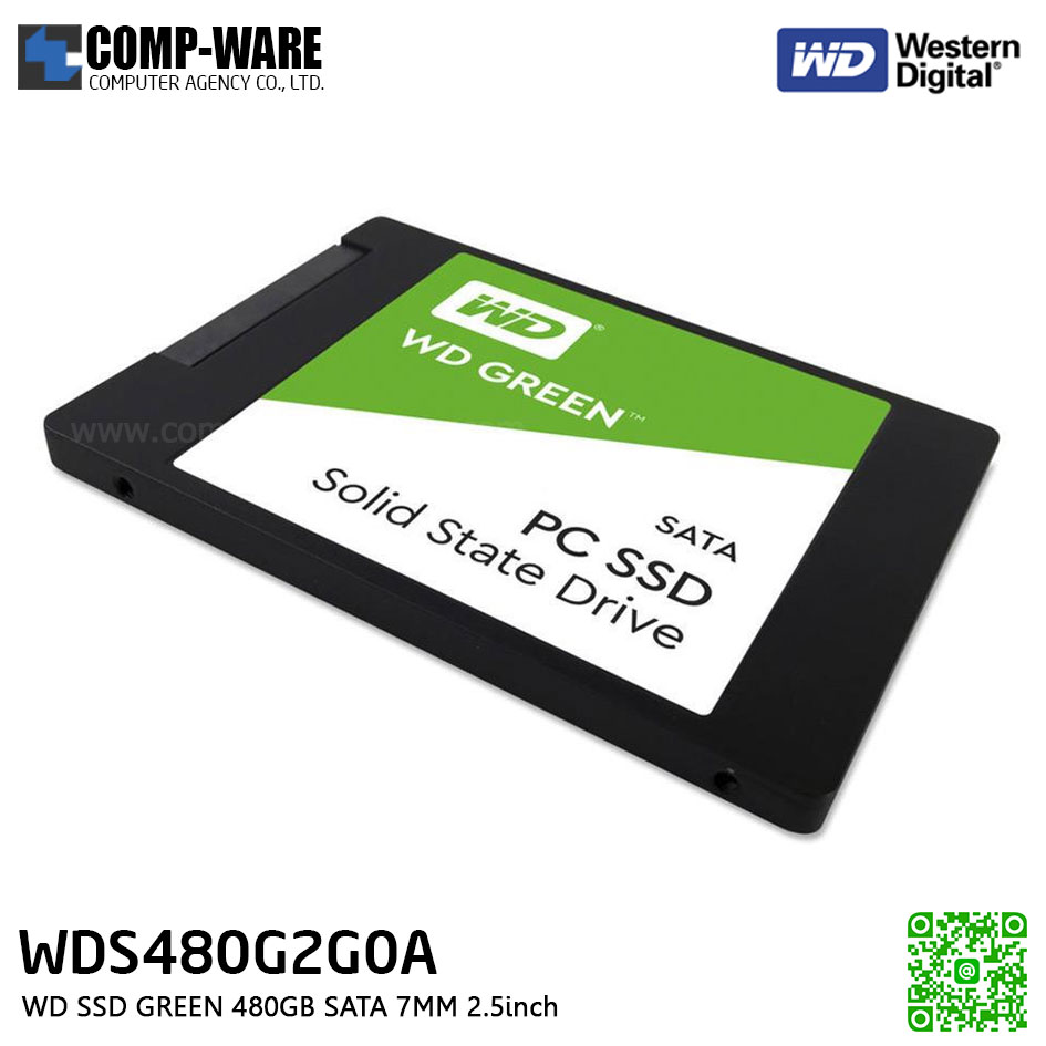 WD SSD GREEN 480GB SATA 7MM 2.5inch ,READ 545 MB/S - WDS480G2G0A - 3Y Warranty