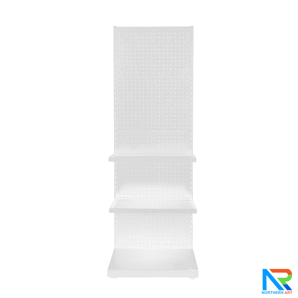 เช่าชั้นวางสินค้าเหล็ก ขนาด(W)50 x (D)25 x(H)150 cm. สีขาว ปรับจำนวนชั้นและขอแขวนได้ตามความต้องการ