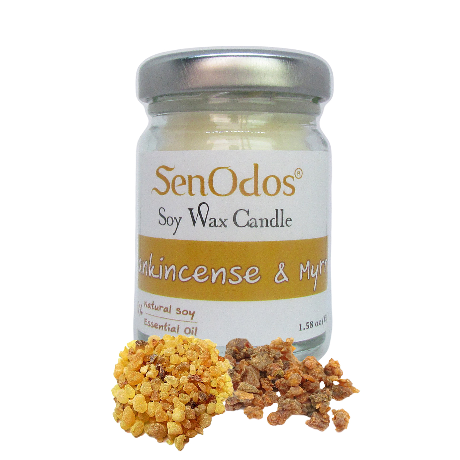SenOdos เทียนหอม อโรม่า Frankincense & Myrrh Scented Soy Candle Aroma 45 g - กลิ่นกำยาน & มดยอบ