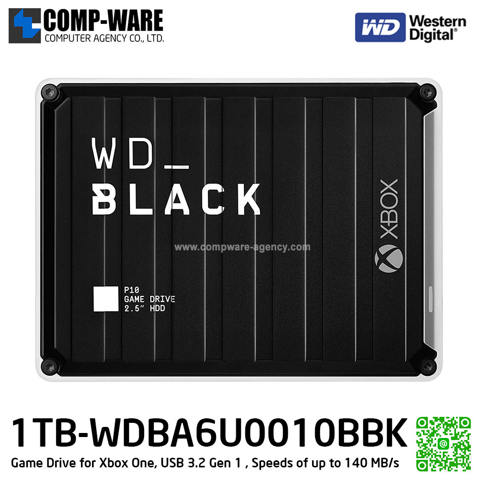 WD Black P10 Game Drive for Xbox One, 1TB, USB 3.2 Gen 1, 2.5inch , Speeds of up to 140 MB/s ( WDBA6U0010BBK-WESN )