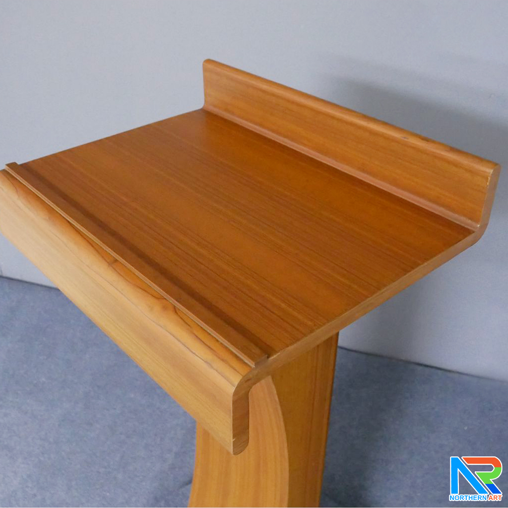 โพเดียมไม้ สีสัก ทรงโมเดิร์น TOPตรง ขนาด (W)55.5 x (L)42 cm. สูง 111 cm.