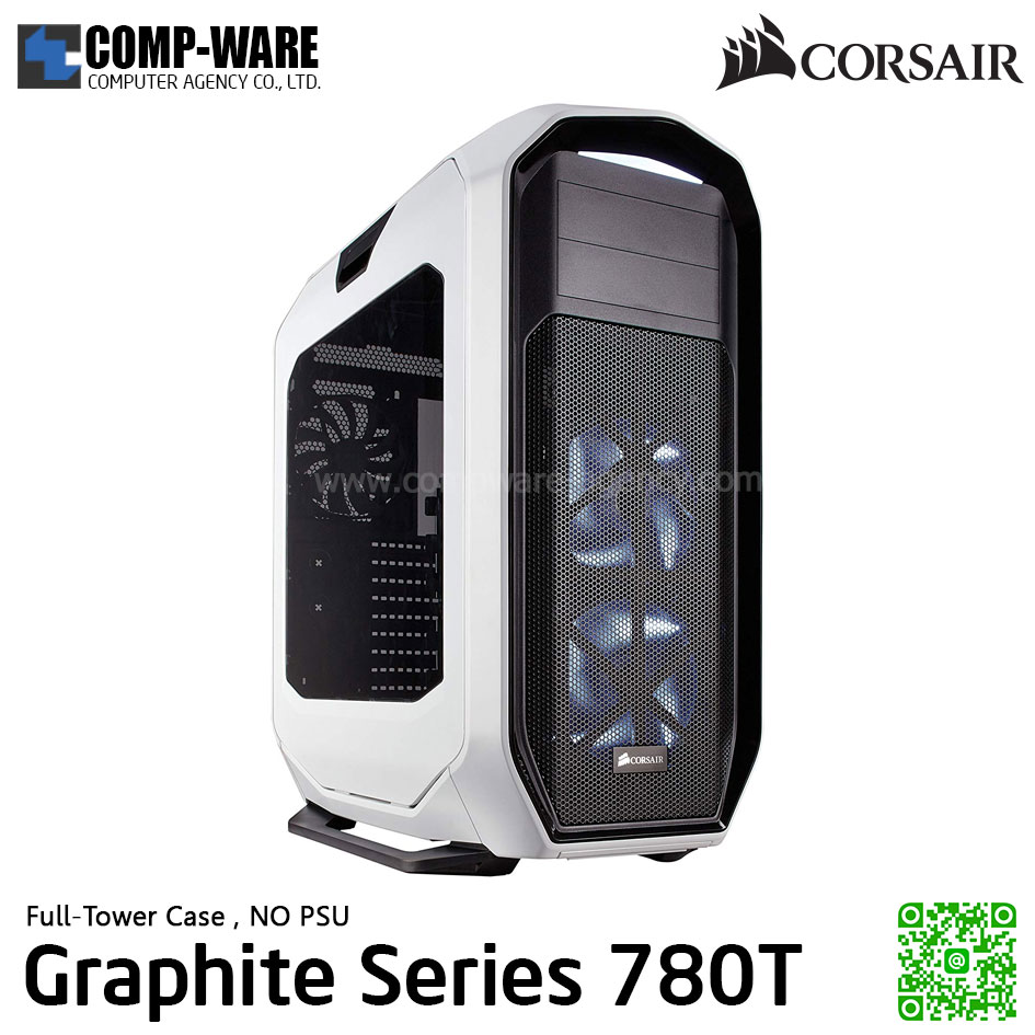 CORSAIR Graphite Series 780T White Full-Tower Chassis , No Power - CC-9011059-WW