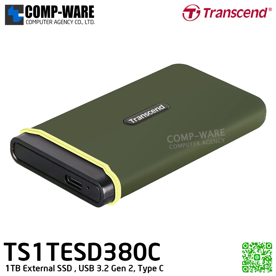 Transcend ESD380C 1TB External SSD , USB 3.2 Gen 2, Type C , TS1TESD380C - 3Y Warranty - Portable SSD
