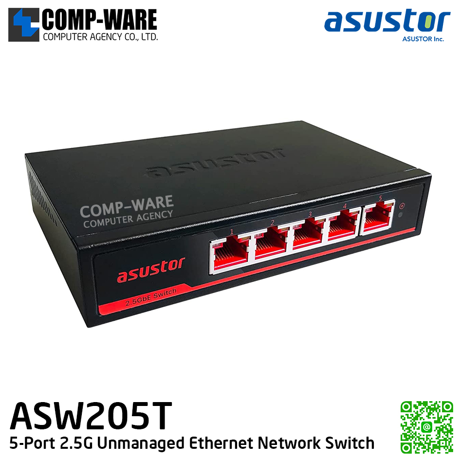 Asustor ASW205T 5-Port 2.5G Unmanaged Ethernet Network Switch (2Y Warranty)