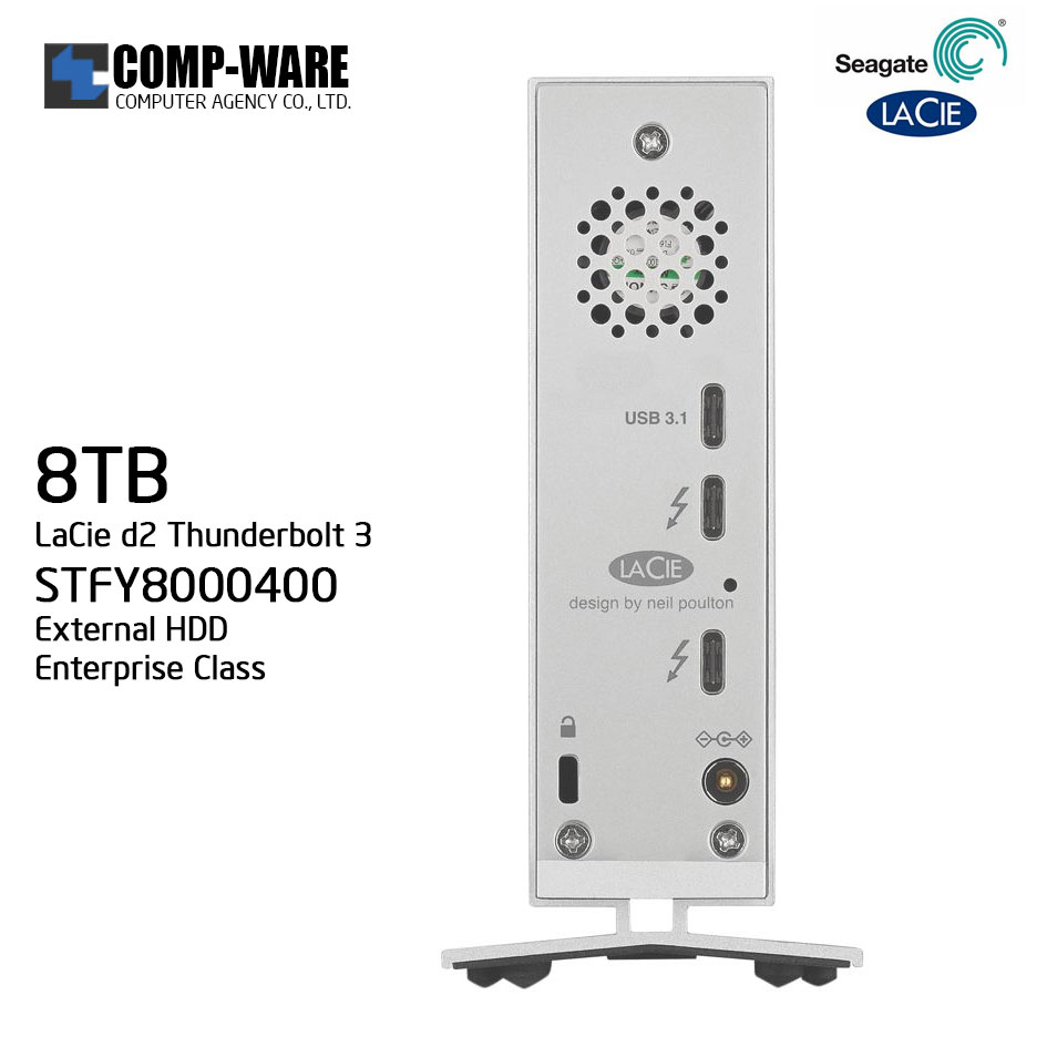 Seagate LaCie 8TB d2 Thunderbolt 3 & USB 3.1 External Hard Drive STFY8000400