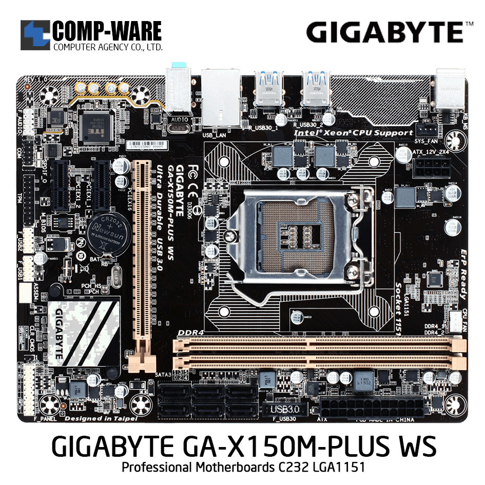GIGABYTE GA-X150M-PLUS WS Professional Motherboards - C232 - Single socket board Support Xeon E3-1200 V5/V6 family