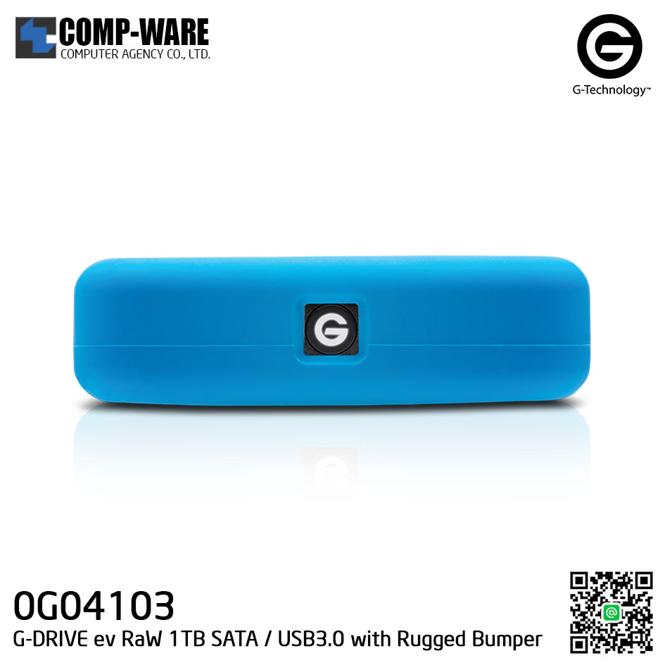 G-Technology G-DRIVE ev RaW 1TB 5400RPM SATA / USB3.0 Portable Hard Drive with Rugged Bumper - 0G04103