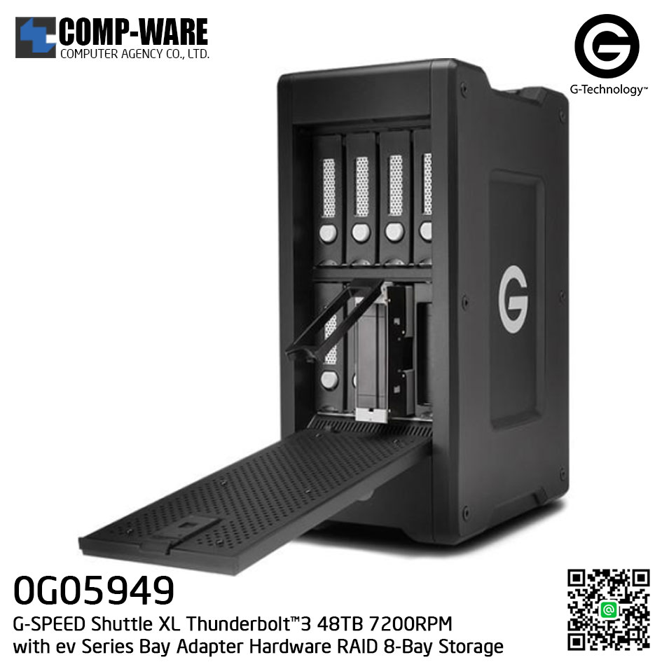 G-Technology G-SPEED Shuttle XL Thunderbolt™3 48TB 7200RPM with ev Series Bay Adapter Hardware RAID 8-Bay Storage Solution - 0G05949