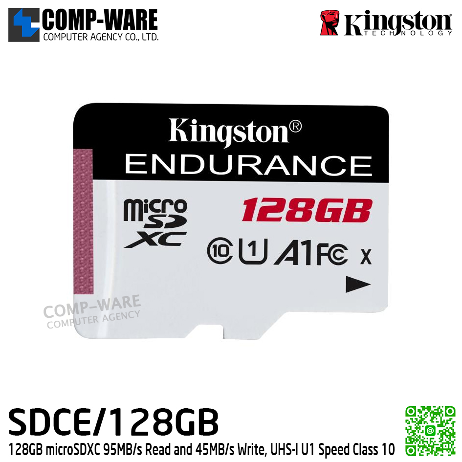 Kingston 128GB microSDXC 95MB/s Read and 45MB/s Write, UHS-I U1 Speed Class 10 - SDCE/128GB - Class 10