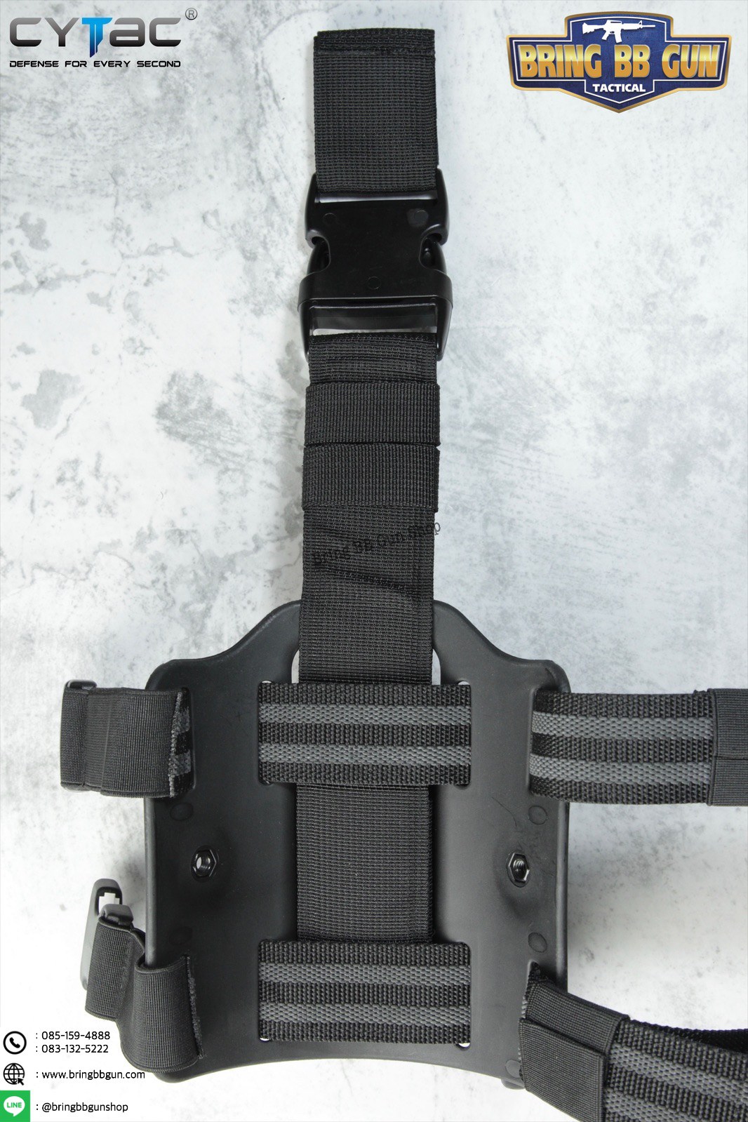 ซองปืนพกนอกปลดนิ้วชี้ Megafit + เพลทรัดต้นขา ยี่ห้อ Cytac (Mega-fit Universal Holster with Drop Leg Platform)